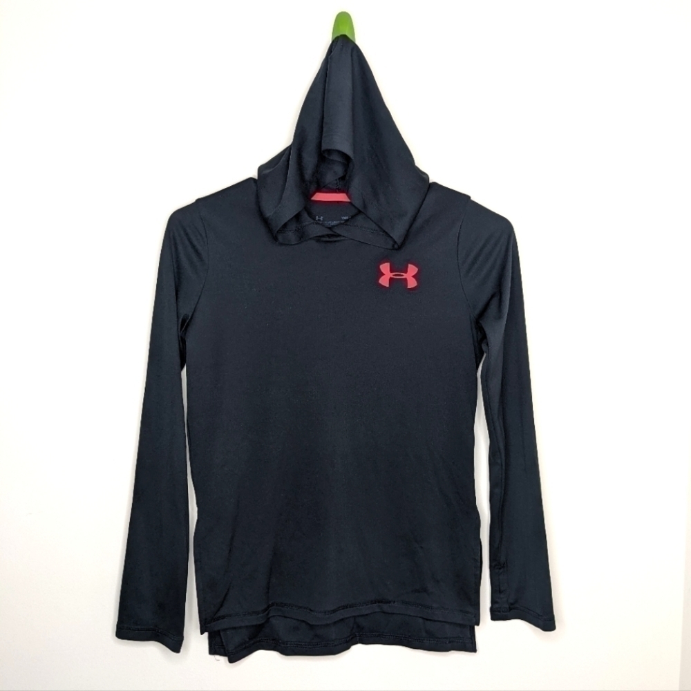 Under Armour Loose Black Athletic Pullover Hoodie M Youth